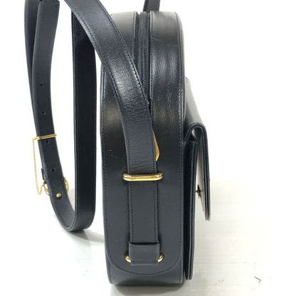 カルティエ サファイアライン レザーショルダーバッグ ゴールド金具 ブラック Cartier【AFE3】