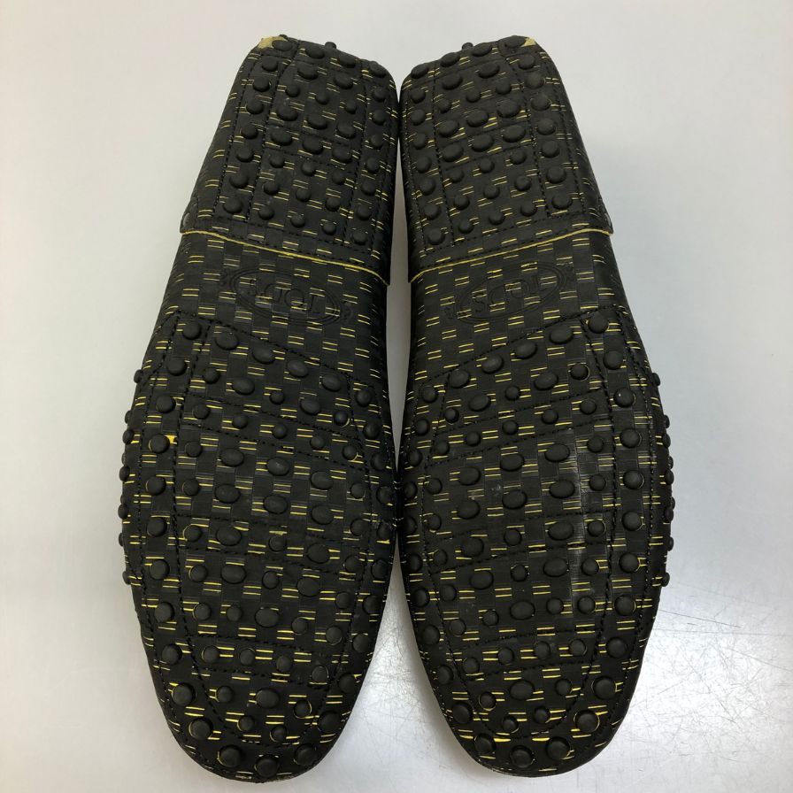トッズ フェラーリ ドライビングシューズ スリッポン ゴンミーニ 総柄 ブラック サイズUK8 TOD`S Ferrari 約27.0cm【AFD15】