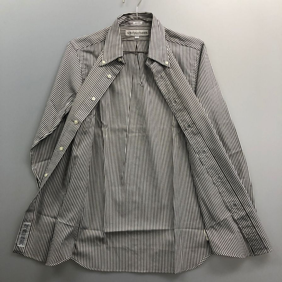 新品同様◆インディビジュアライズドシャツ ストライプシャツ MADE IN USA メンズ サイズ 15ハーフ グレー＆ホワイト INDIVIDUALIZED SHIRTS 【AFB14】