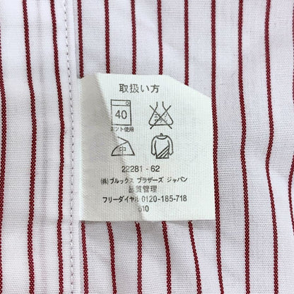 美品◆ブルックスブラザーズ シャツ 長袖 ストライプ 綿 メンズ ボルドー サイズ15.5 Brooks Brothers 【AFB3】
