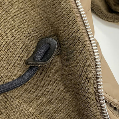 美品◆サカイ ジップアップパーカー Sponge Sweat x Nylon Twill Hoodie カーキ レディース サイズ2 SCW-077 Sacai 【AFB7】