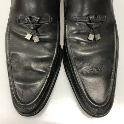 ルイヴィトン タッセルローファー Uチップ レザー キューブ ロゴチャーム メンズ ブラック サイズ7.5 LOUIS VUITTON 約26.0cm【AFC1】