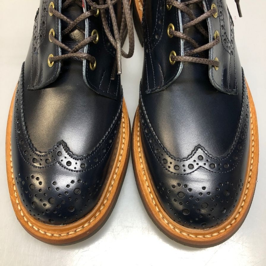 トリッカーズ M2508 ウィングチップ カントリーブーツ メンズ サイズ 8ハーフ ネイビー Tricker’ｓ ブーツ 約27.5cm【LA】【中古】