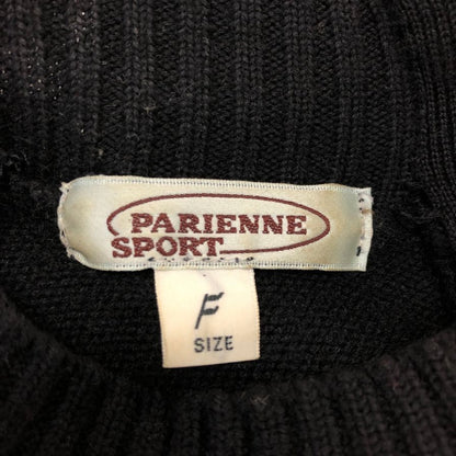 美品◆パリエンヌ スポーツ ニット 半袖 ラビットファー ブラック サイズF  PARIENNE SPORTS 【AFB2】