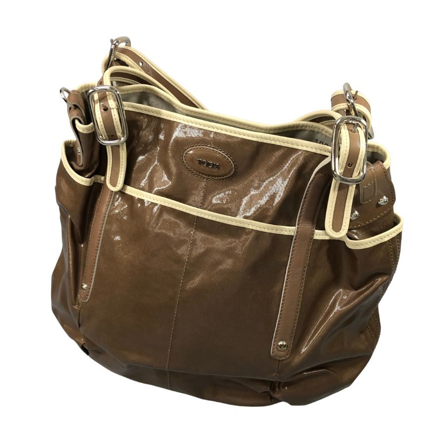 トッズ Gライン 2way ショルダーバッグ トートバッグ　ブラウン TODS【AFE8】