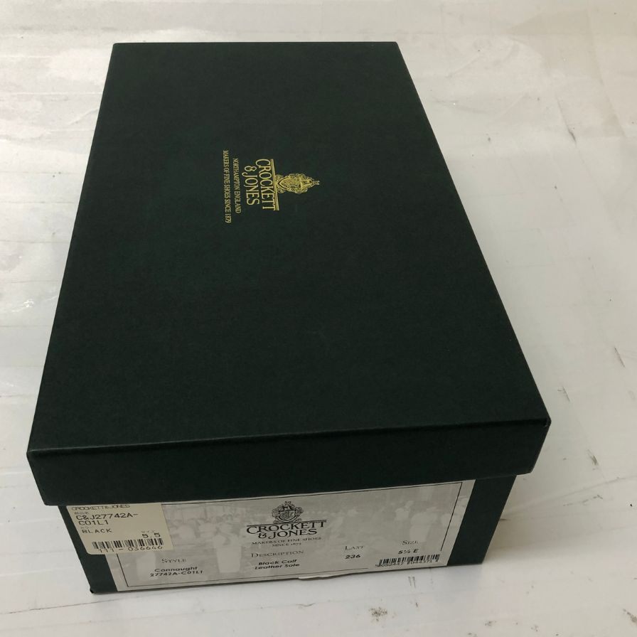 クロケット&ジョーンズ 27742A コノート ストレートチップ カーフ ブラック UK5.5 236ラスト メンズ CROCKETT&JONES CONNAUGHT ビジネスシューズ 約24.5cm【LA】【中古】
