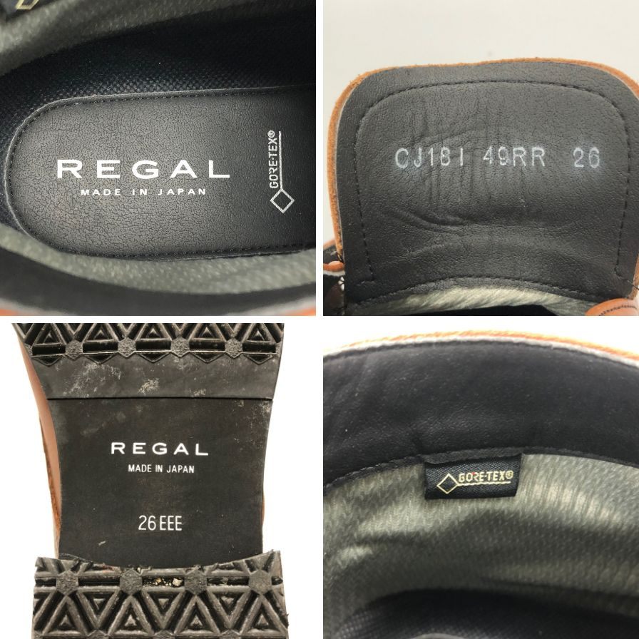 リーガル レザーシューズ チャッカブーツ ゴアテックス Uチップ ストラップ メンズ サイズ26EEE ブラウン REGAL 約26.0cm【AFC47】