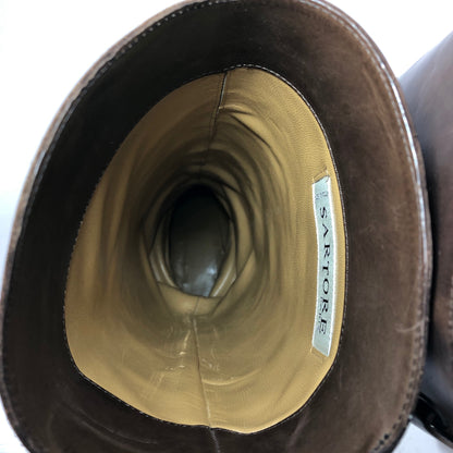 サルトル バックベルトロングブーツ カーフ ブラウン  レディース サイズ37.5 SARTORE 約24.5cm【AFI30】