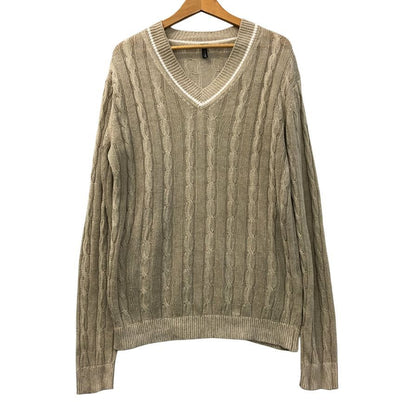 美品◆トレンタセッタンタ リネン Vネック ニット・セーター メンズ ベージュ サイズ48 trenta settanta 【AFB11】