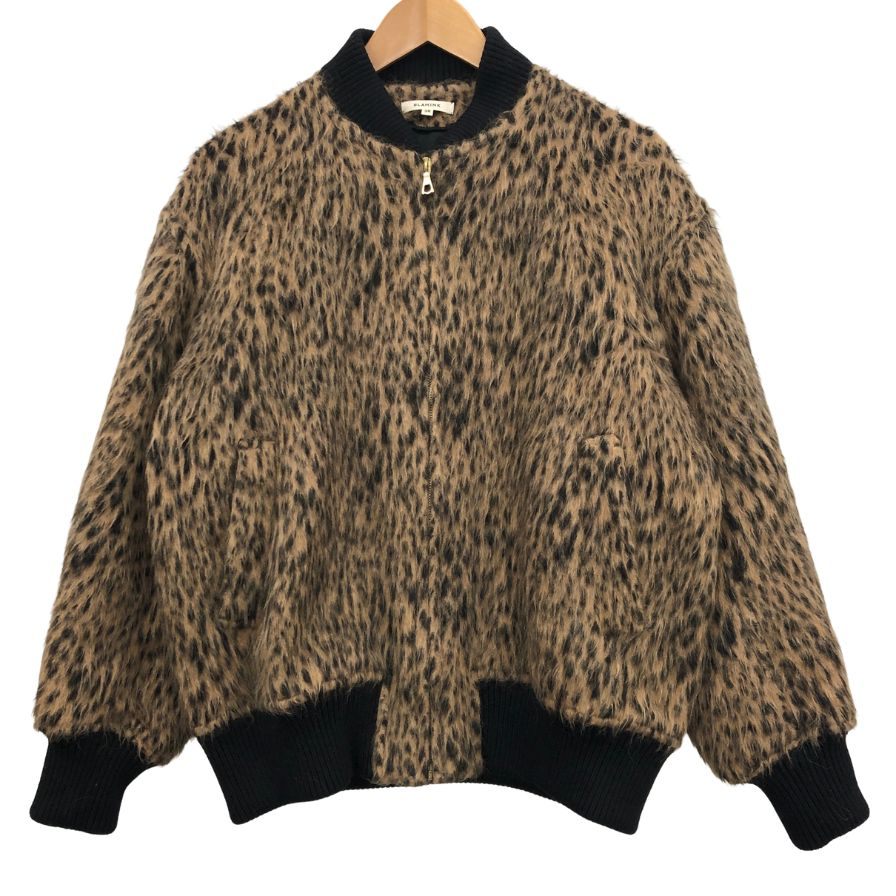 極美品◆ブラミンク 19AW ジップアップブルゾン レオパード ウール 総柄 レディース サイズ38 BLAMINK 【AFB32】
