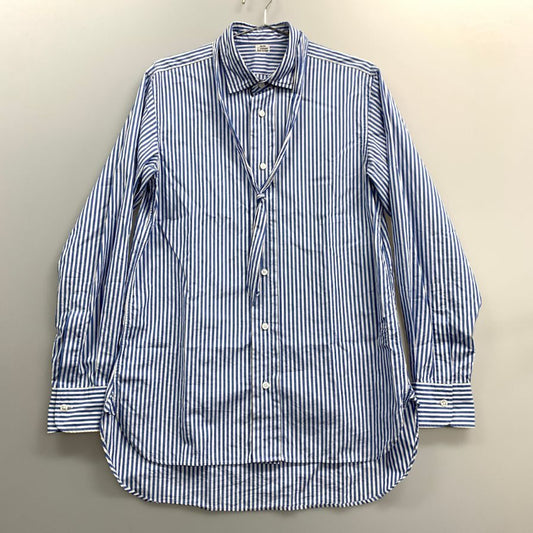 美品◆サロン シー ルンドマン シャツ コットン ストライプ イタリア製 ブルー メンズ サイズS SALON C. LUNDMAN 【AFB13】