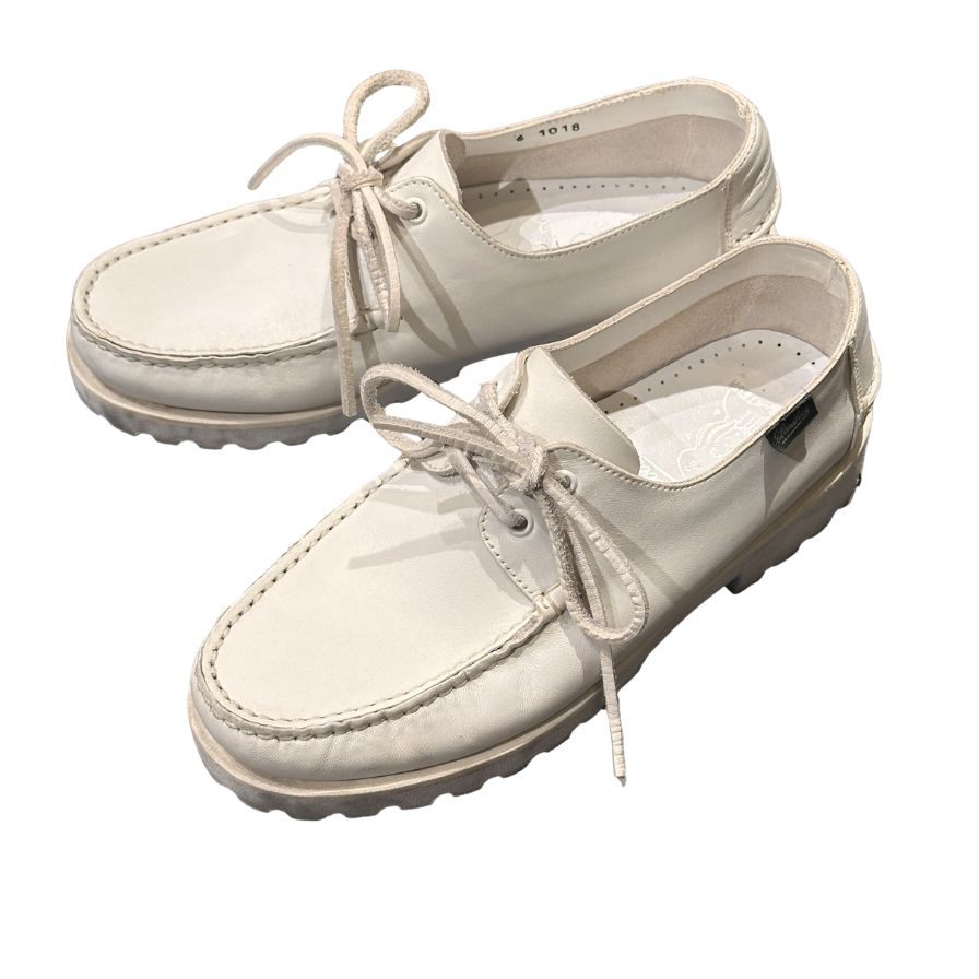 パラブーツ アーペントル別注 1018 Uチップ ホワイト カーフ サイズUK6 PARABOOT デッキシューズ 約24.5cm【LA】【中古】