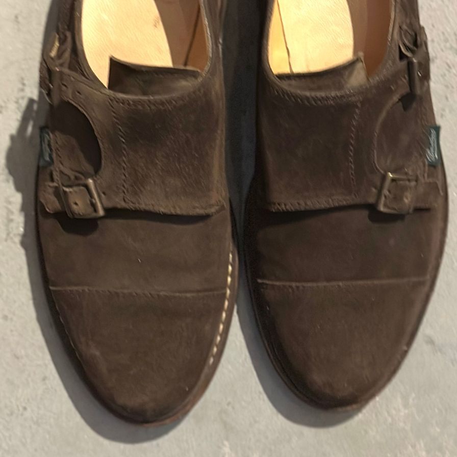 パラブーツ レザーシューズ ダブルモンクストラップ ウィリアム スエード メンズ ブラウン サイズ7.5 Paraboot WILLIAM ビジネスシューズ 約26.0cm【LA】【中古】