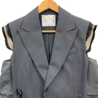 極美品◆サカイ 23AW ベスト ジレ Suiting Mix Vest 23ｰ06756 グレー レディース サイズ1 Sacai 【AFB30】