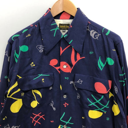 美品◆グルービンハイ 開襟シャツ 1950S 長袖 総柄 メンズ サイズM THE GROOVIN HIGH 【AFB5】