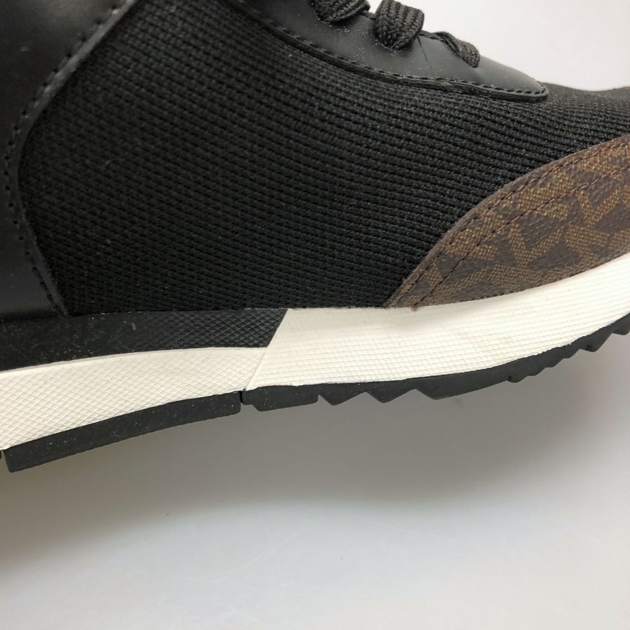 マイケルコース スニーカー ジェンキンス ニット トレーナー レディース US8.0 ブラック×ブラウン MICHAEL KORS 約25.5cm【AFC36】