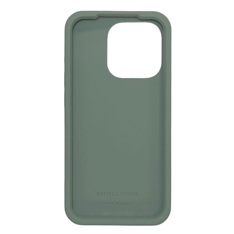 ボッテガヴェネタ iPhoneケース iPhone15Pro ラバー イントレチャート グリーン系 BOTTEGA VENETA【AFI27】【中古】
