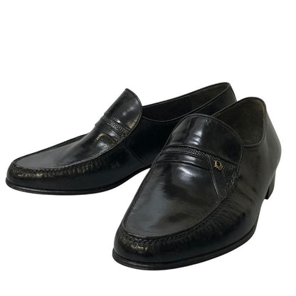 クリスチャンディオール レザー  ローファー ブラック メンズ 日本製 サイズ 39 Christian Dior 約24.5cm【AFD7】