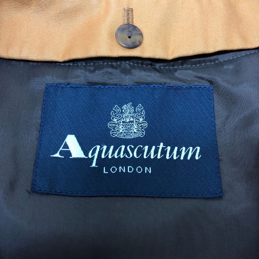 中古◆アクアスキュータム ステンカラーコート コットン ウール ライナー ハーフ丈 オレンジ レディース サイズ5F Aquasqutum 【AFB19】