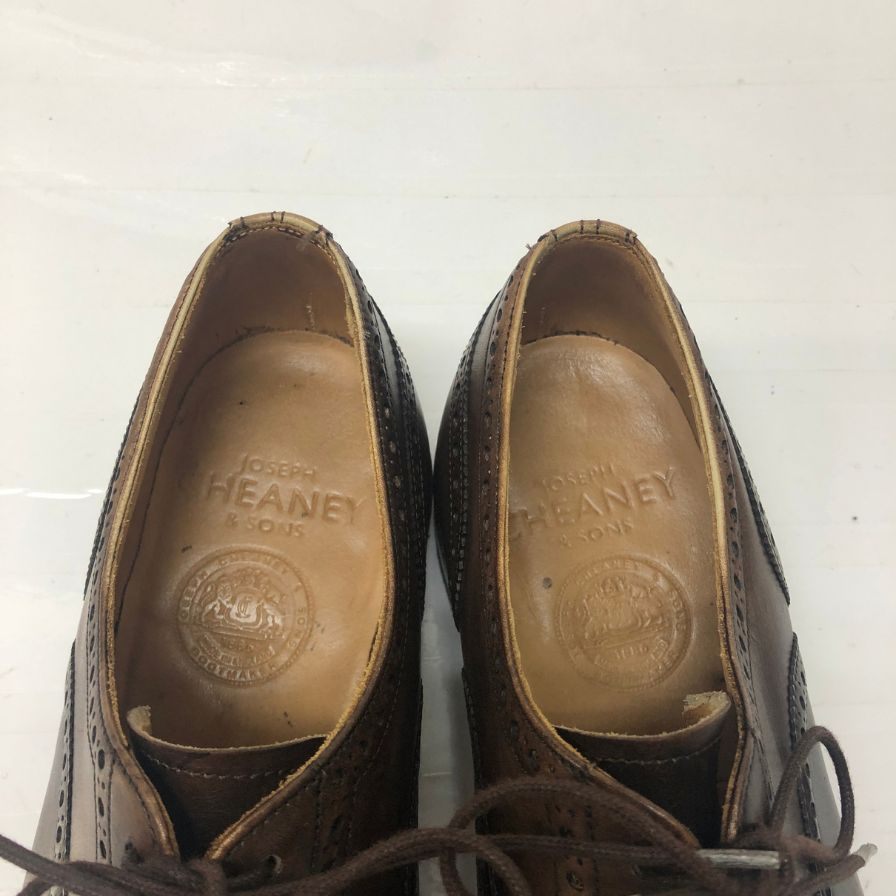 ジョセフチーニー セミブローグ ウィルフレッド カーフ ブラウン サイズUK7F JOSEPH CHEANEY 約25.5cm【AFD1】