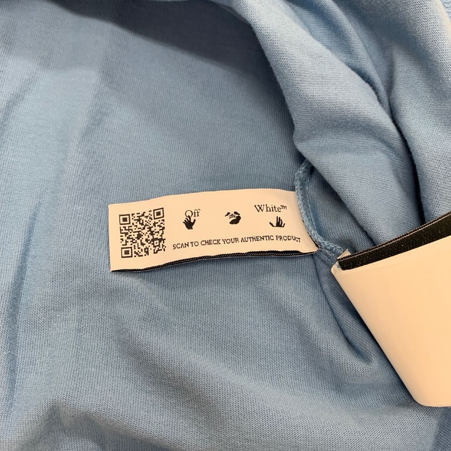 極美品◆オフホワイト グラフィック ロゴTシャツ 23SS OWAA089S23JER017 メンズ サイズL ブルー  OFF-WHITE 【AFB19】