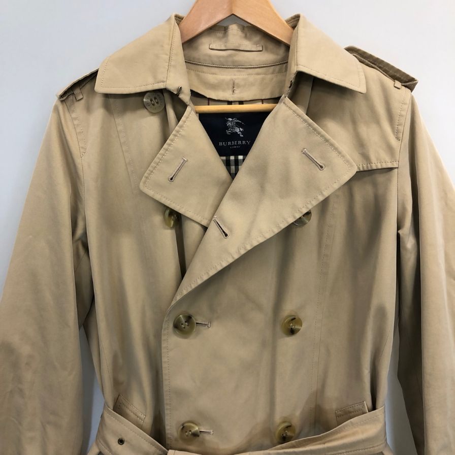 中古◆バーバリー ロンドン トレンチコート コットン ロング丈 ノバチェック FD247-433-40 ベルト ベージュ レディース サイズ9 BURBERRY LONDON 【AFA16】