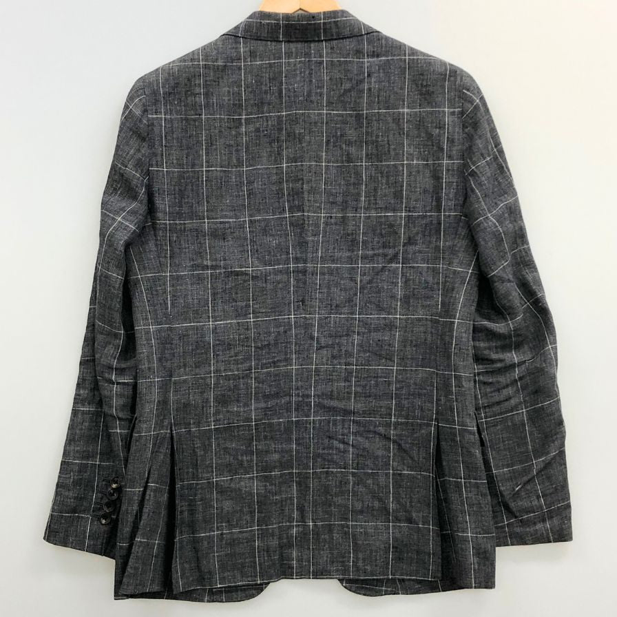 中古◆スーツセレクト リネン テーラードジャケット JSJ1750 グレー サイズA5 メンズ チェック SUIT SELECT DALSASSO 【AFB33】