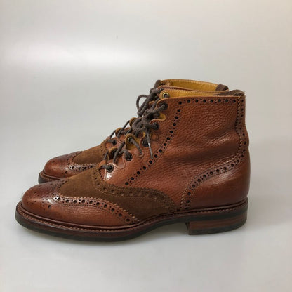 三陽山長 ギリーブーツ グレインレザー×スエードコンビ メンズ サイズUK7 ブラウン 約25.0cm【AFC48】