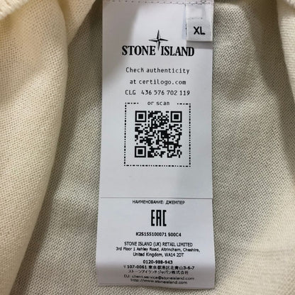 新品同様◆ストーンアイランド クルーネックニット ホワイト メンズ サイズXL Stone Island 【AFB38】
