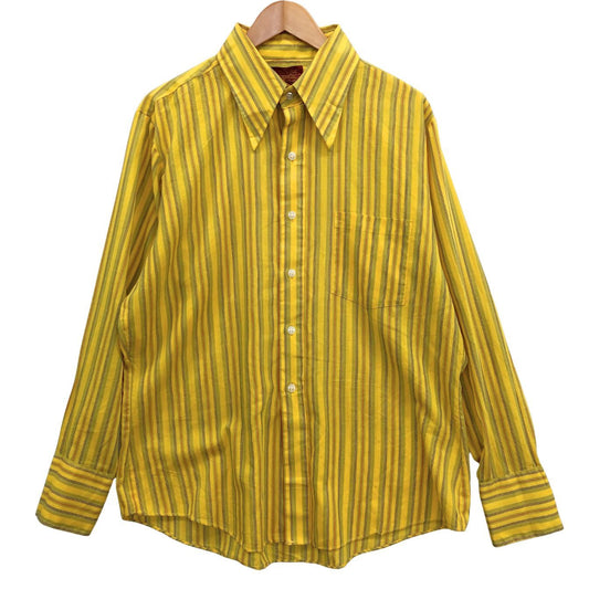 シアーズ 70S 赤タグ ストライプシャツ イエロー系 メンズ サイズL SEARS 【AFB45】