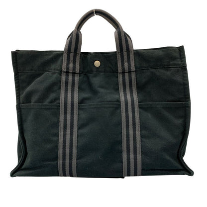 エルメス ハンドバッグ フールトゥー MM キャンバス ハンドバッグ レディース ブラック HERMES【AFE3】