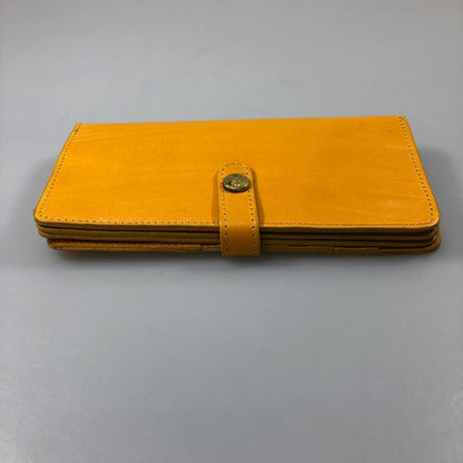 グレンロイヤル 長財布 二つ折り財布 フラップボタン ブライドルレザー イエロー ゴールド金具 GLENROYAL【AFI1】