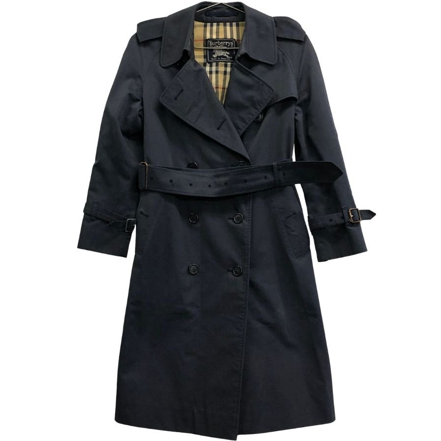 中古◆バーバリー トレンチコート 90年代 イングランド製 ネイビー レディース サイズ表記なし Burberry 【AFF23】