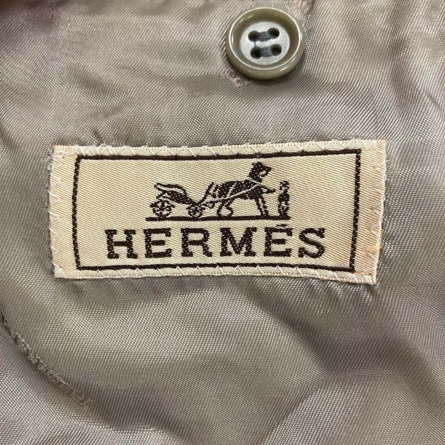 美品◆エルメス ツイードジャケット G9176 ウール カシミア ポリエステル ブラウン系 サイズ50 メンズ  HERMES 【AFB36】