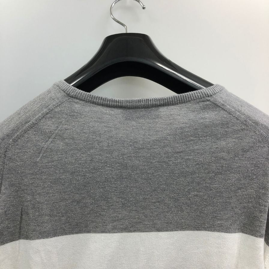 中古◆ジョンスメドレー クルーネックニット グレー×白 ボーダーコットン レディース サイズS JOHN SMEDLEY 【AFB40】