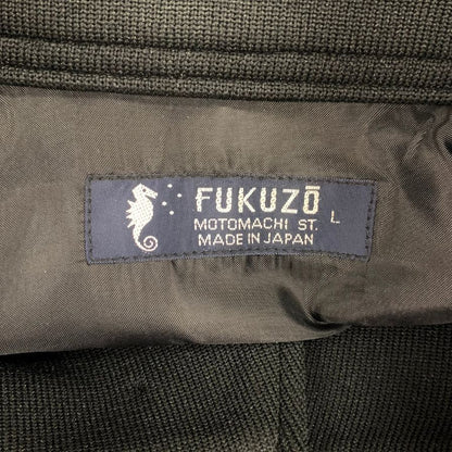 極美品◆フクゾー ブルゾン メンズ サイズL チェック柄 グリーン系 × ネイビー FUKUZO 【AFA13】
