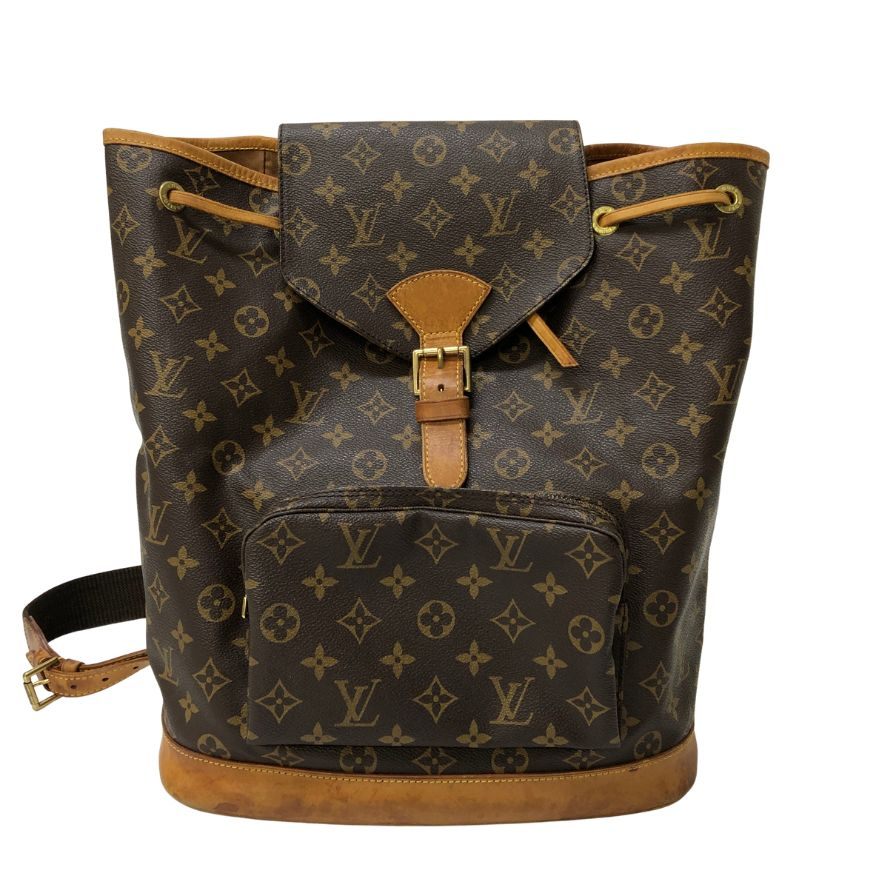 ルイヴィトン リュック モンスリGM M51135 モノグラム 巾着型 ブラウン LOUIS VUITTON【AFE9】