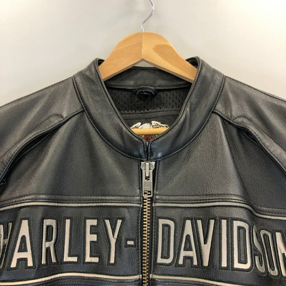 中古◆ハーレーダビッドソン シングルライダース レザー ジャケット ロゴ デザイン ブラック サイズL HARLEY DAVIDSON 【AFG1】