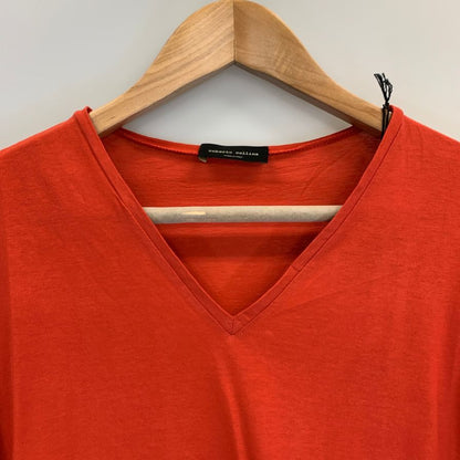 新品同様◆ロベルトコリーナ Tシャツ Vネック 無地 コットン オレンジ サイズ46 roberto collina 【AFB34】