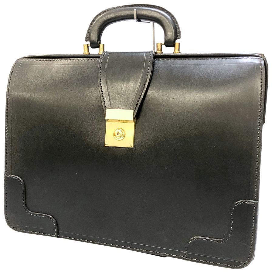 ピール＆コー ブルックスブラザーズ ビジネスバッグ ダレス ブリーフケース レザー ブラック ゴールド金具 Peal & Co. for Brooks Brothers【AFE8】