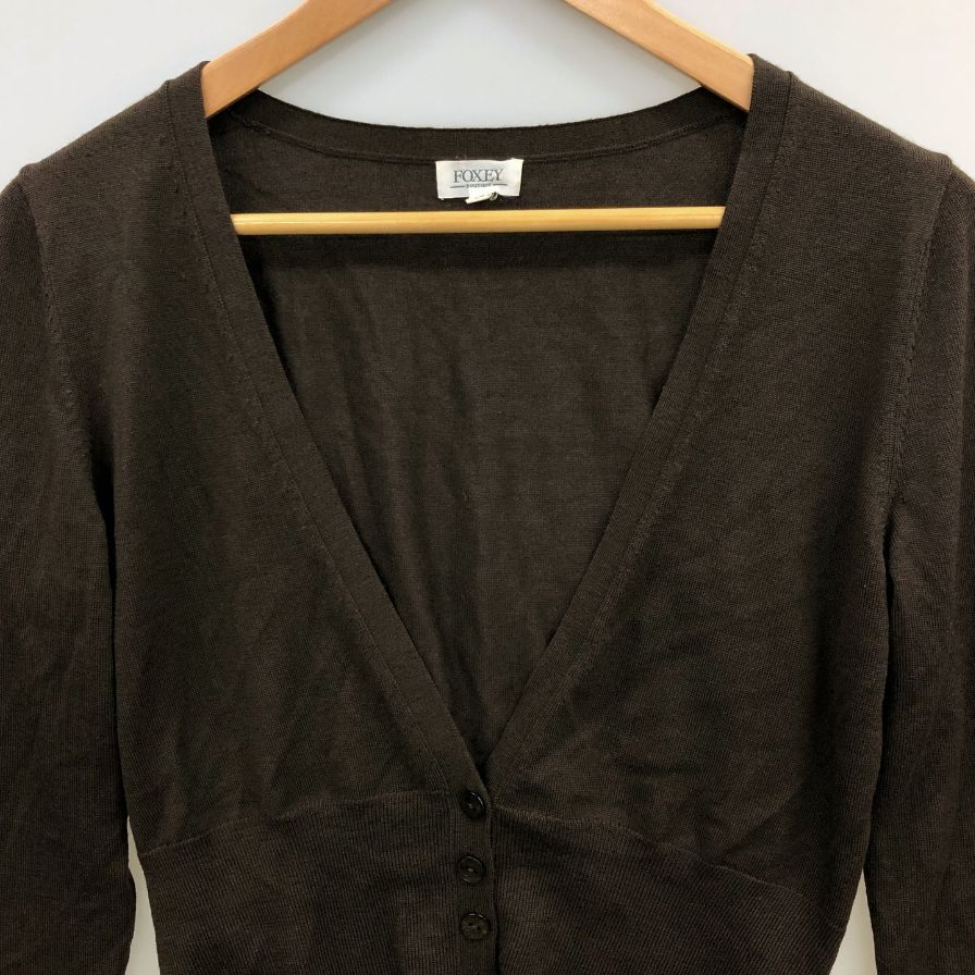 中古◆フォクシー カーディガン ウール ニット 24219 ブラウン レディース サイズ40 FOXEY 【AFB6】