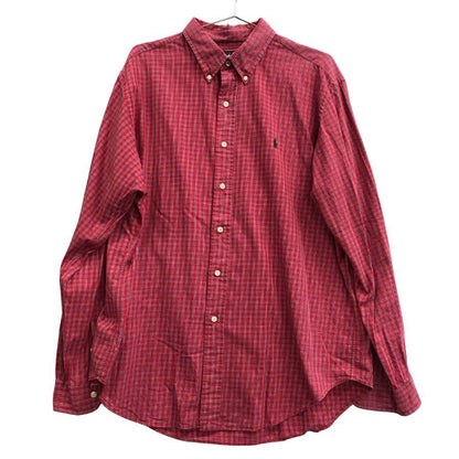 美品◆ラルフローレン ボタンダウンシャツ 90S チェック レッド メンズ サイズXL Ralph Lauren 【AFB43】