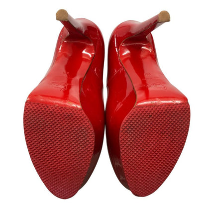 ルブタン ラウンドトゥ ハイヒール パテントレザー レッド サイズ35 Christian Louboutin 約22.5cm【AFD3】