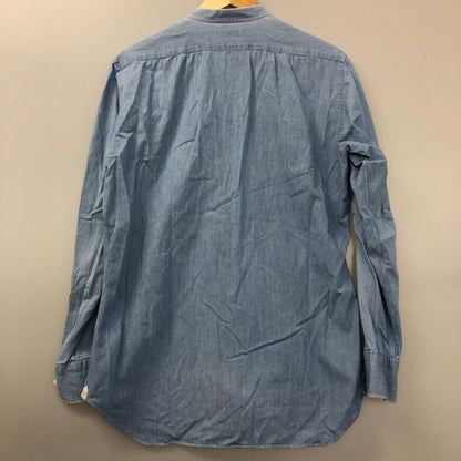 中古◆レスレストン バンドカラー 長袖シャツ メンズ サイズ16 1/4 ブルー LES LESTON 【AFB35】