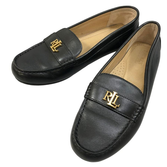 ローレン ラルフローレン ドライビングシューズ バーンズバリー レザー ゴールド金具 ブラック レディース UK6.5 Lauren Ralph Lauren BARNSBURY 約25.5cm【AFC44】