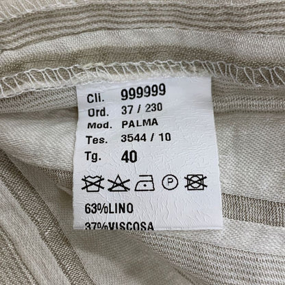 ミームバイジャブス レディース ワイドパンツ ストライプ 麻混 イタリア製 サイズ40 ベージュ meme by giab's 【AFB44】