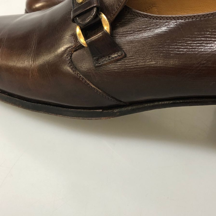 タニノクリスチー レザーシューズ スリッポン プレーントゥ ブラウン サイズ5.5 メンズ TANINO CRISCI 約24.0cm【AFC36】