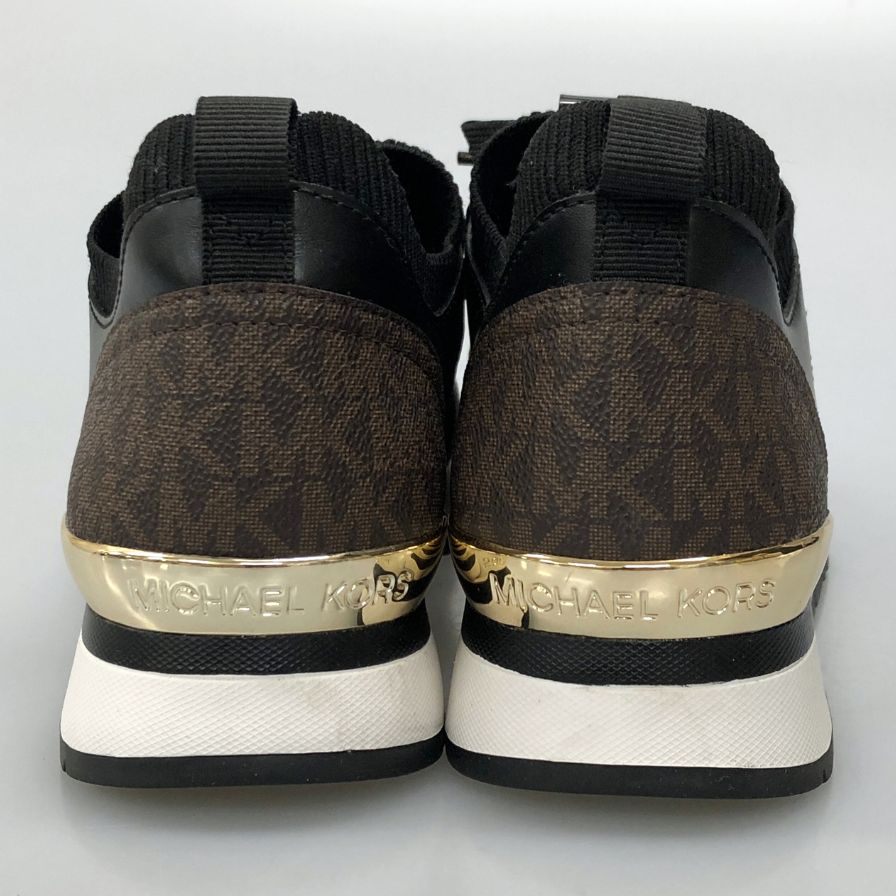 マイケルコース スニーカー ジェンキンス ニット トレーナー レディース US8.0 ブラック×ブラウン MICHAEL KORS 約25.5cm【AFC36】