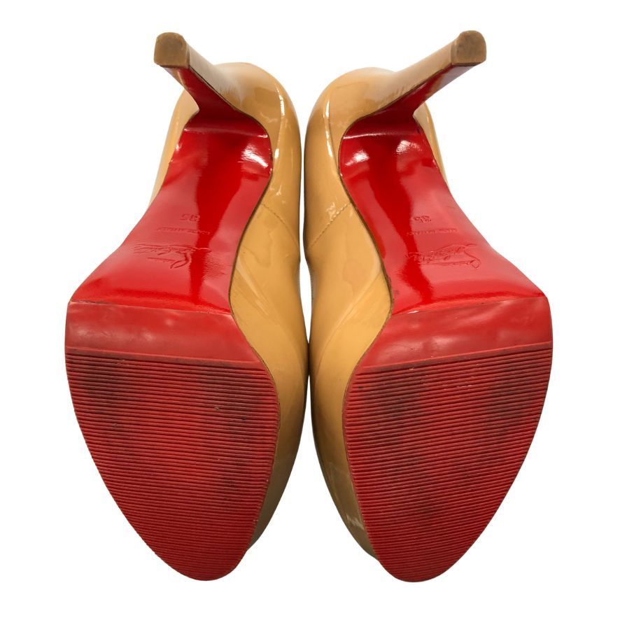 ルブタン ラウンドトゥ ハイヒール パテントレザー ベージュ サイズ35 Christian Louboutin 約22.5cm【AFD2】