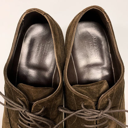 メルミン セミブローグ メダリオン スエード 10194 ダークブラウン サイズ8 メンズ レザー 革靴 MEERMIN MADE IN SPAIN 約26.5cm【AFD3】